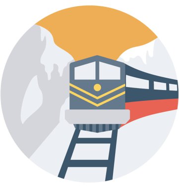 Tren Düz Vektör Simgesi