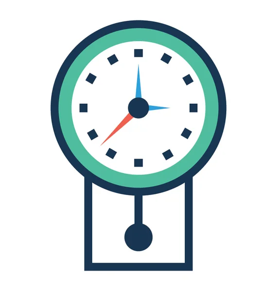 Clock Flat Line Colored Vector Icon — Stock Vector