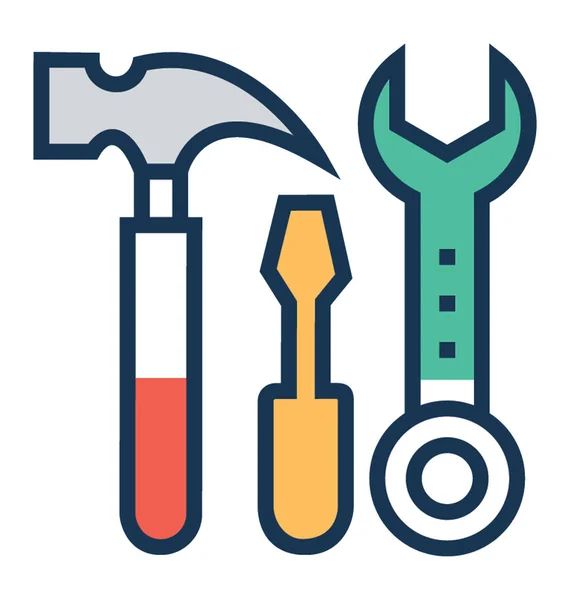 Tools Flat Line Colored Vector Icon — Stock Vector