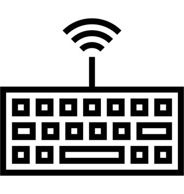 Kablosuz klavye düz çizgi vektör simgesi 