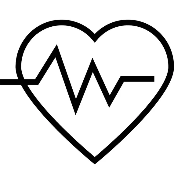 Heartbeat Platt Linje Vektor Symbol — Stock vektor