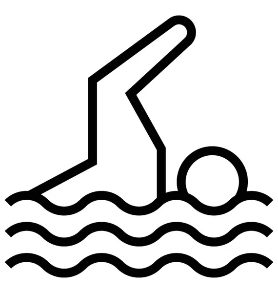 Płaska Linia Vector Icon Pływanie — Wektor stockowy