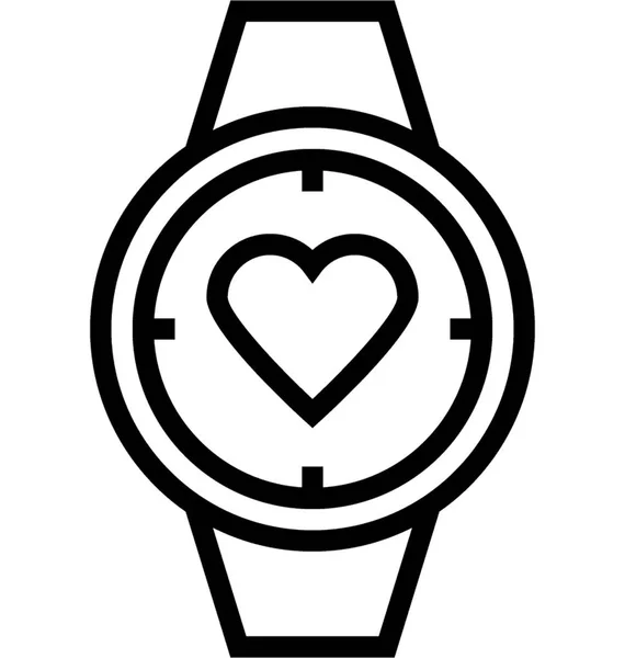 Hartslag Horloge Platte Lijn Vector Icon — Stockvector