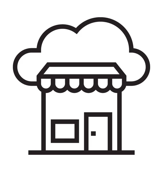 Icono Vector Tienda Nube — Vector de stock
