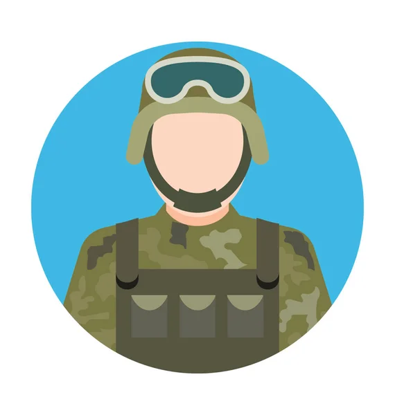 Icône Vectorielle Plate Soldat — Image vectorielle