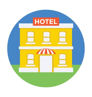 Otel düz vektör simgesi