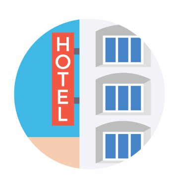 Otel düz vektör simgesi