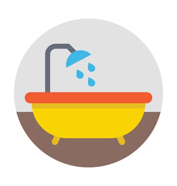 Bañera Plana Vector Icono — Vector de stock