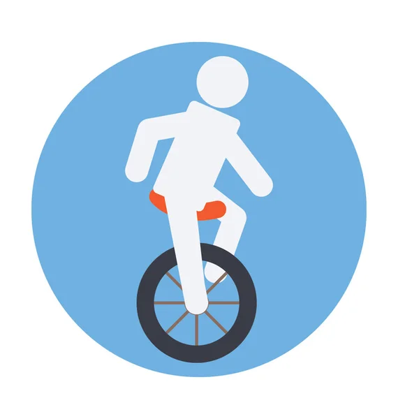 Acrobat tek tekerlekli sirk bisikletine vektör simgesine — Stok Vektör