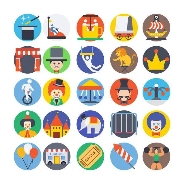 Circus Flat Colored Icons — Stock Vector