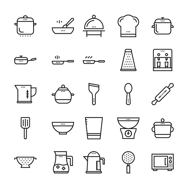 Кухня Utencils Line Icons — стоковый вектор