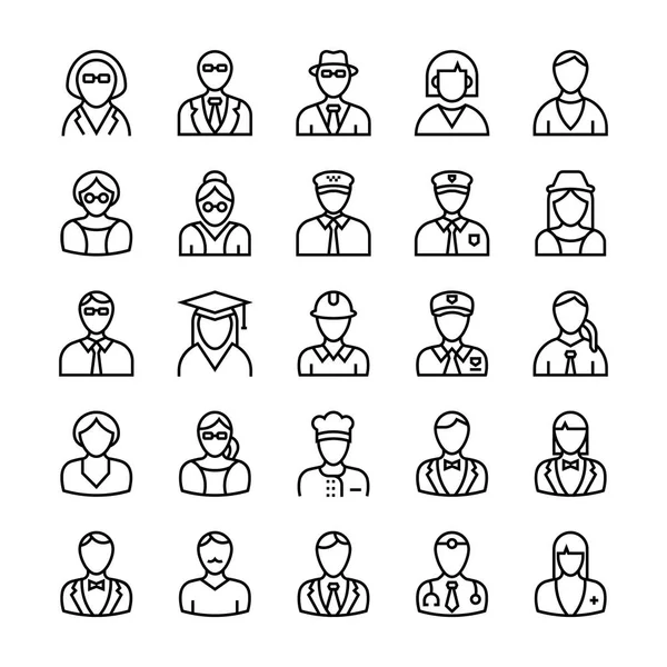 Professions Line Icons — Stock Vector
