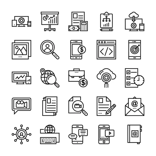 Digital Marketing Line Icons — Stock Vector