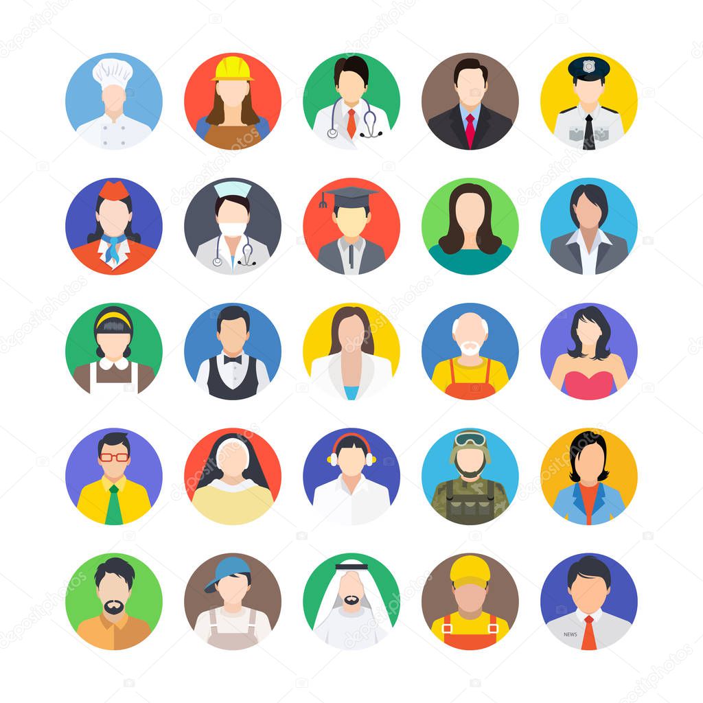 Professions Flat Colored Icons 1