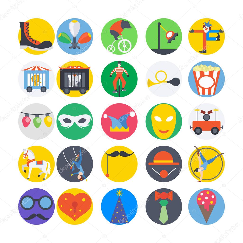 Circus Flat Colored Icons 3