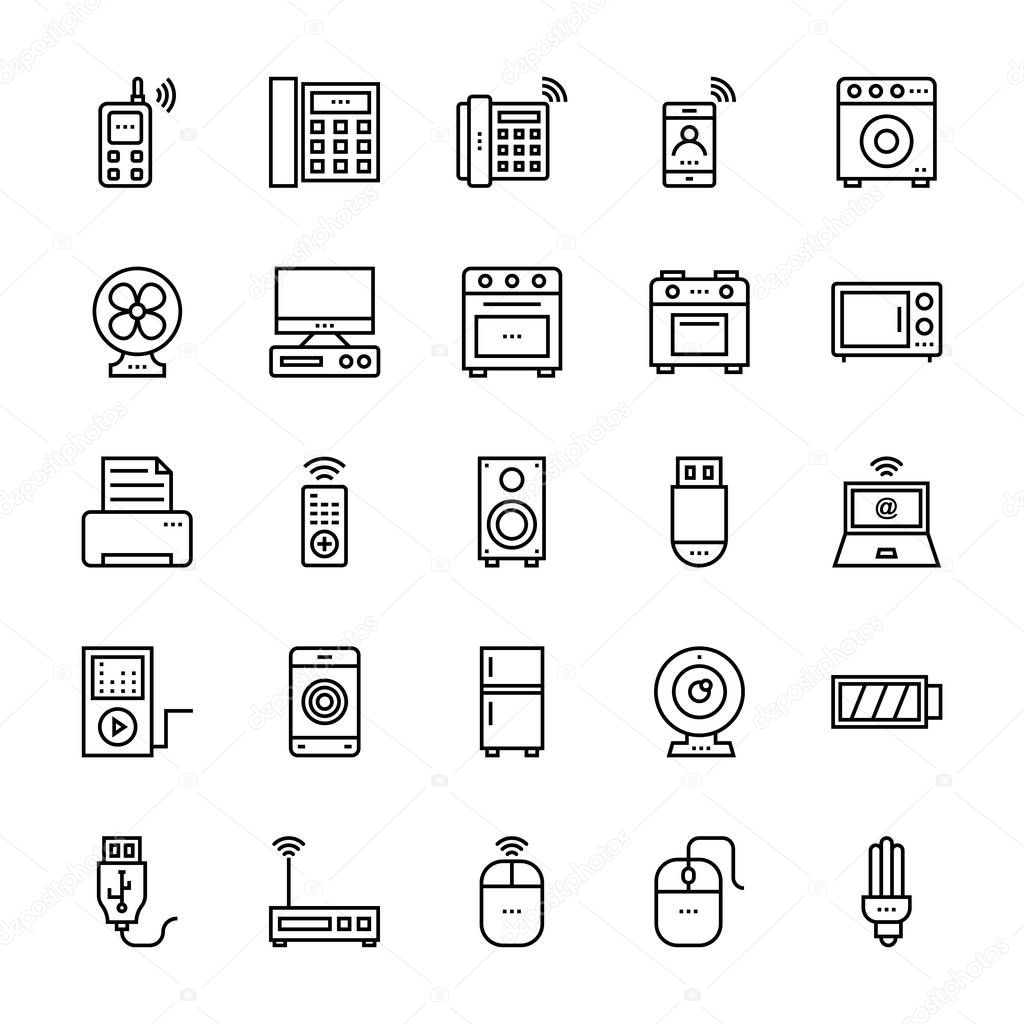 Electronics and Devices outline Icons 1