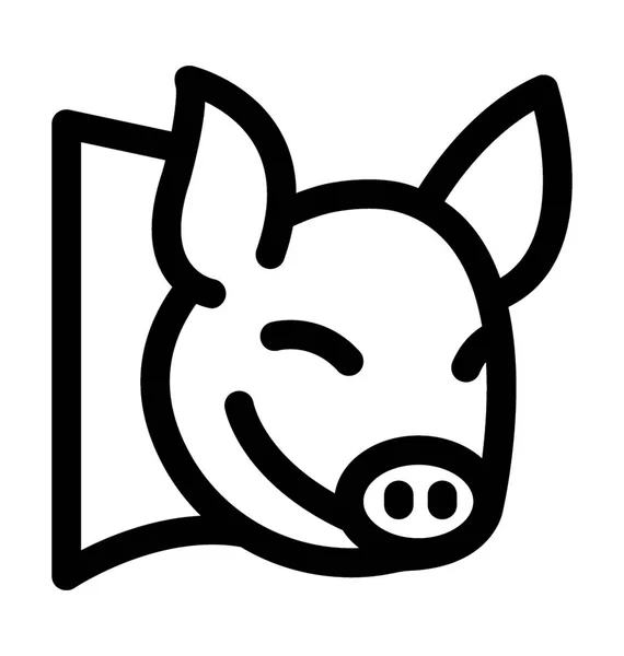 Icono de vector de línea de cerdo — Vector de stock