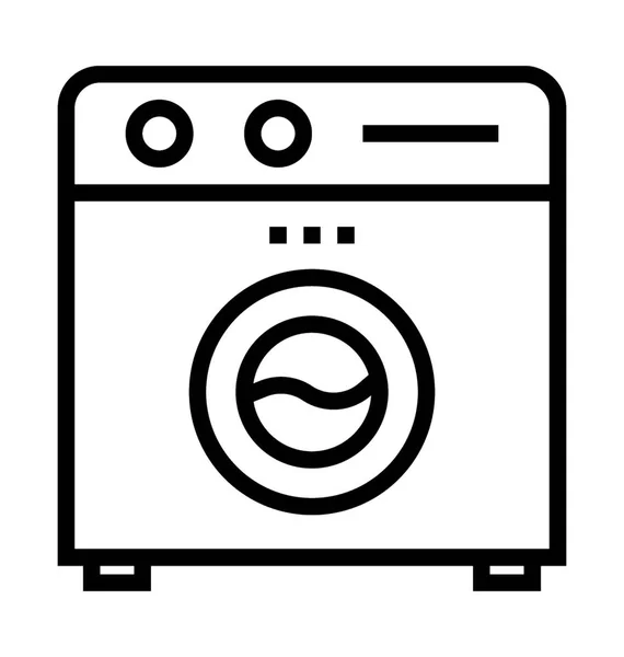 Wasmachine Lijn Vector Pictogram — Stockvector