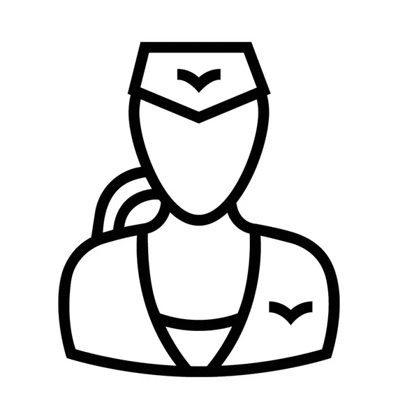 Air Hostess Line Vector Icon — Stock Vector