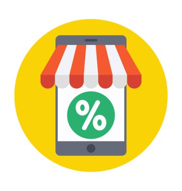 E ticaret düz vektör simgesi