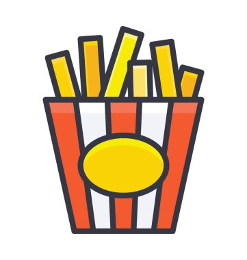 Fransız kızartması renkli simgeler düz