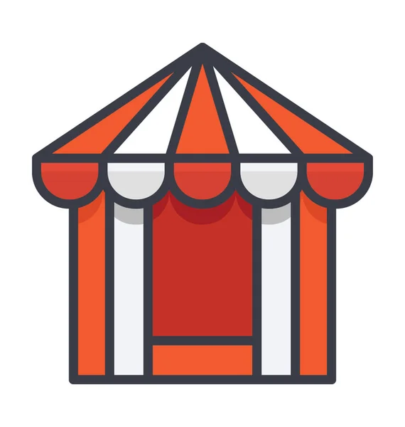 サーカス テント フラット色のアイコン — ストックベクタ