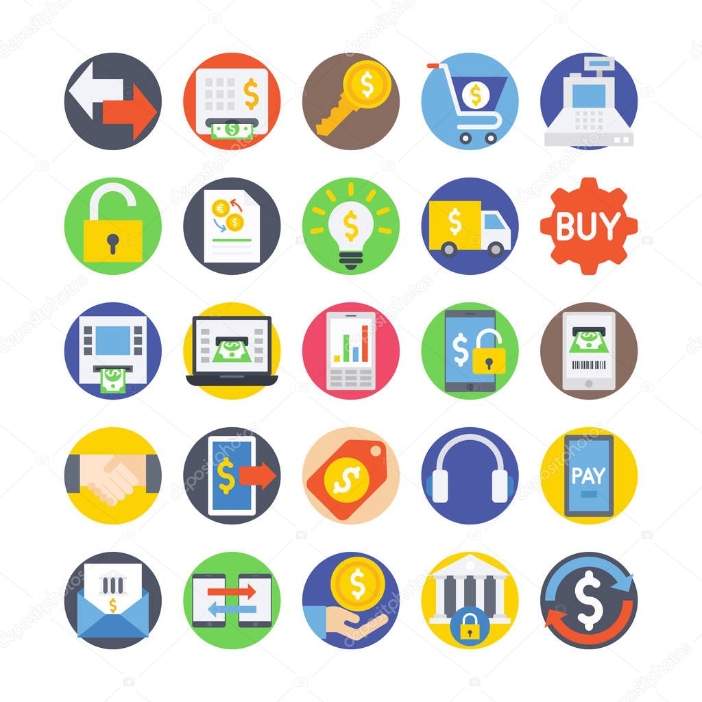 Banking, Payment, Money, Credit card, ATM, Debit Vector Icons 4