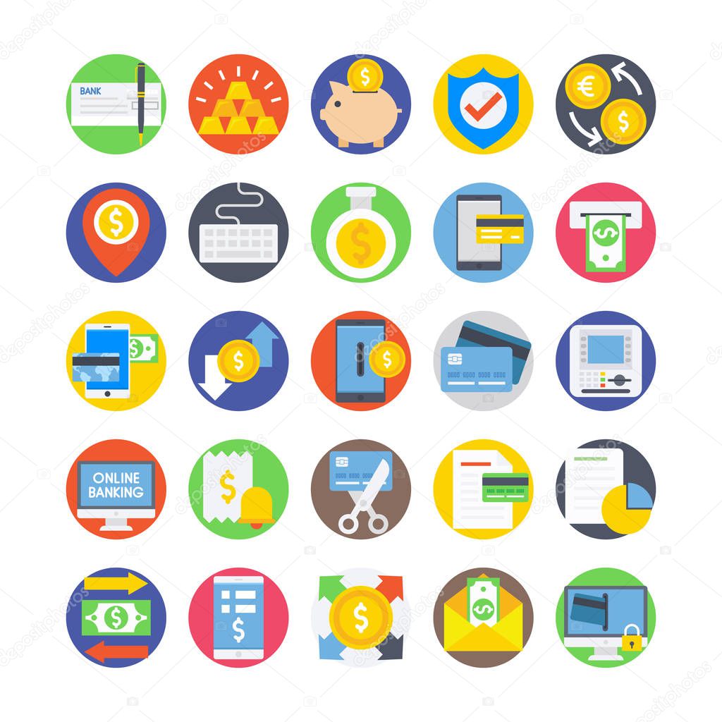 Banking, Payment, Money, Credit card, ATM, Debit Vector Icons 2