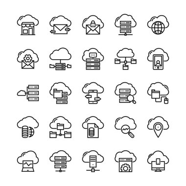 Veri teknoloji vektör simgeleri 2 bulut