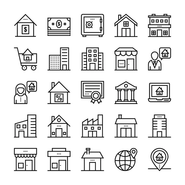 Iconos Vectores Inmobiliarios — Vector de stock