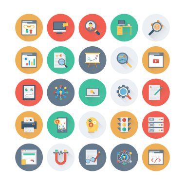 SEO ve pazarlama vektör simgeler 4 renkte