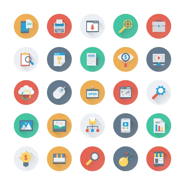 Digitale Marketing Gekleurde Vector Icons — Stockvector