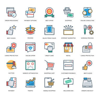 Alışveriş ve ticaret vektör simgeler 7