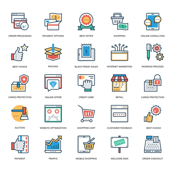 Shopping Commerce Vector Icons — Stock Vector