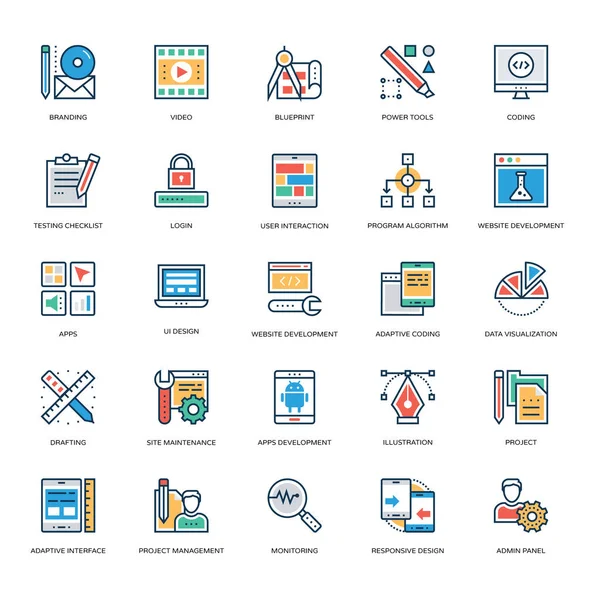 Diseño Web Desarrollo Iconos Vectoriales — Vector de stock