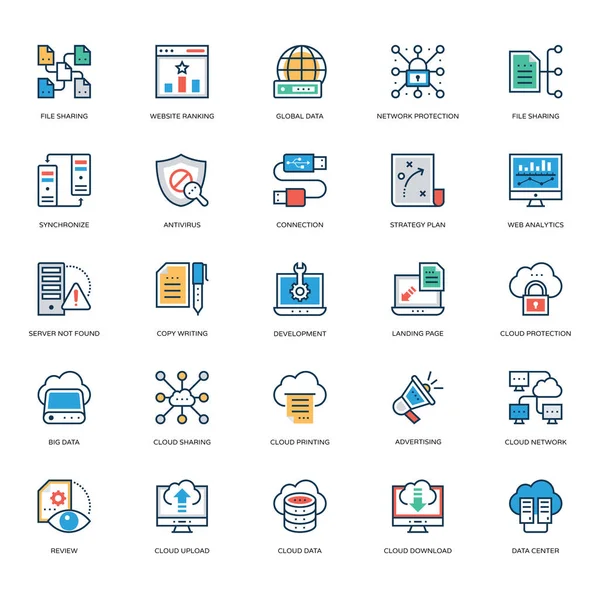 Diseño Web Desarrollo Iconos Vectoriales — Vector de stock