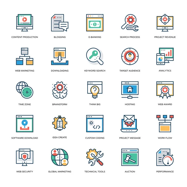 Diseño Web Desarrollo Vectores Iconos — Vector de stock