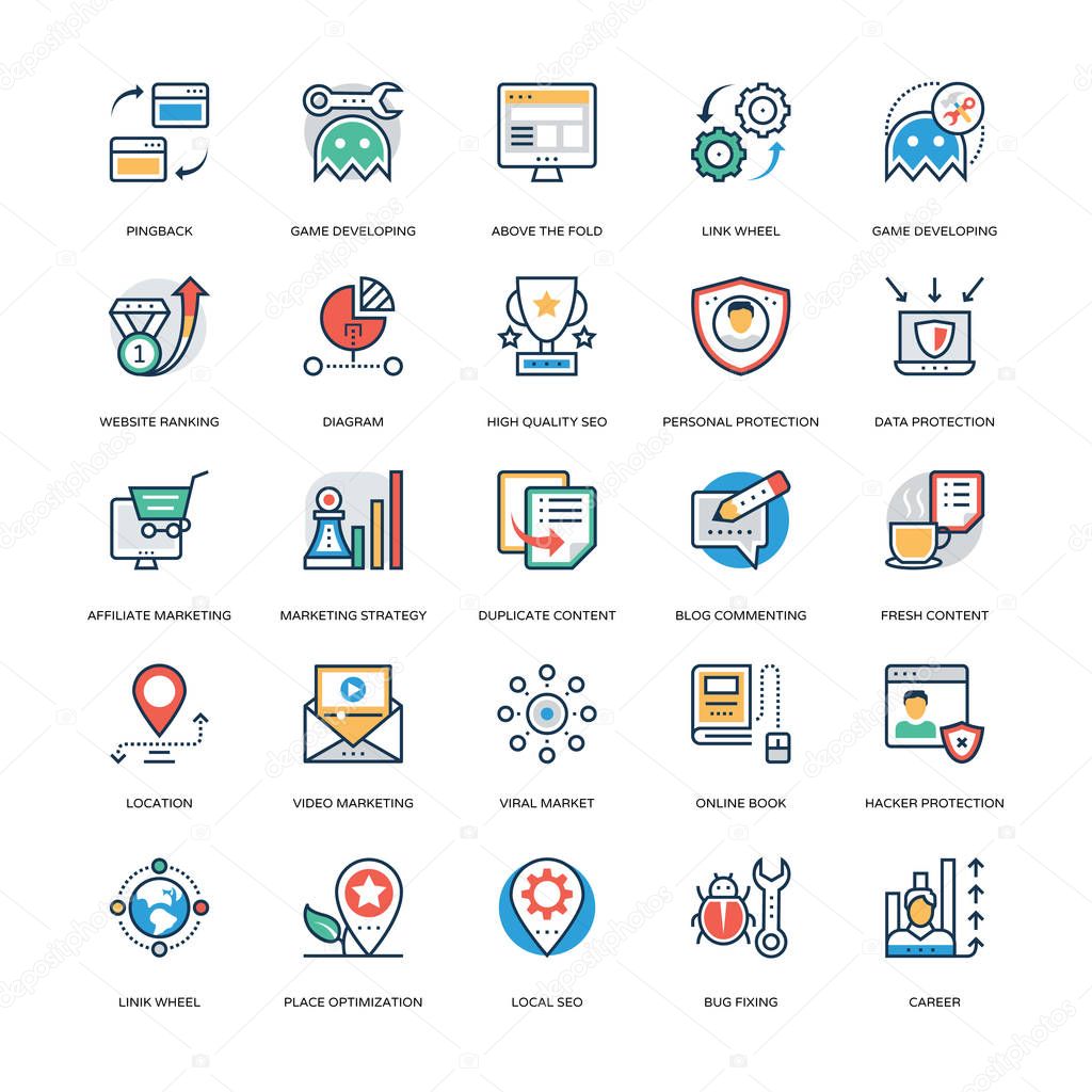 Seo and Marketing Vector Icons 21