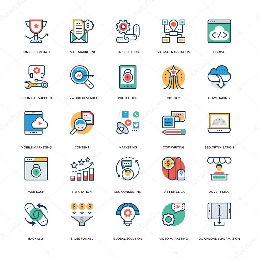 Seo and Marketing Vector Icons 30