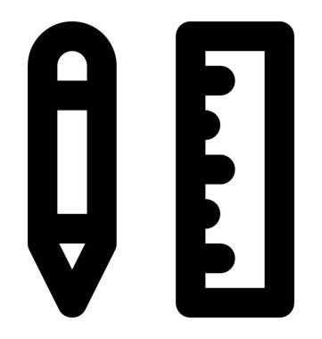 Ölçek ve kalem vektör hat simgeler 