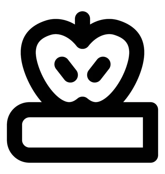 Apfel Auf Buchvektorzeilen Symbole — Stockvektor