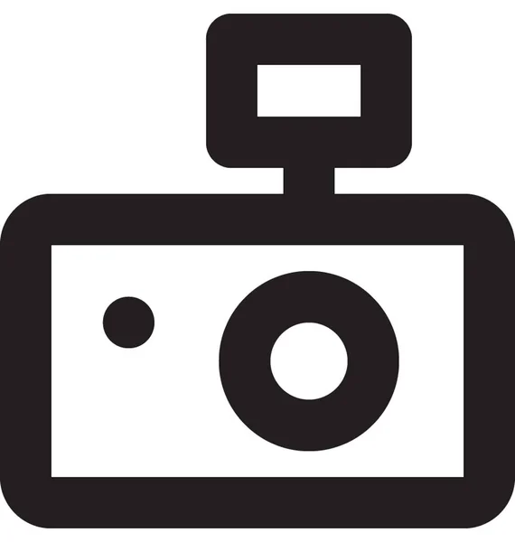 Flash Câmera Vector Line Ícone — Vetor de Stock