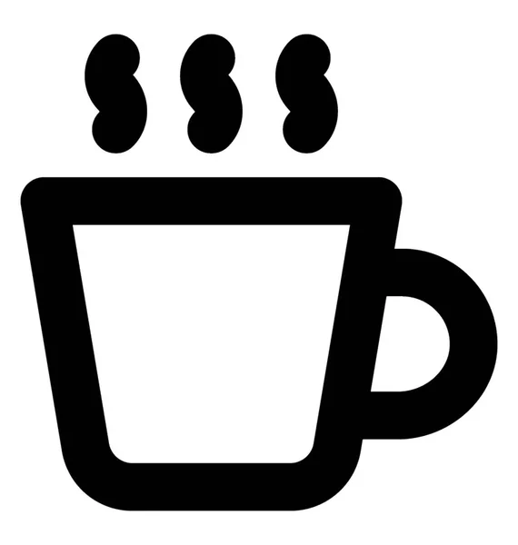 Taza Caliente Negrita Línea Vector Icono — Vector de stock