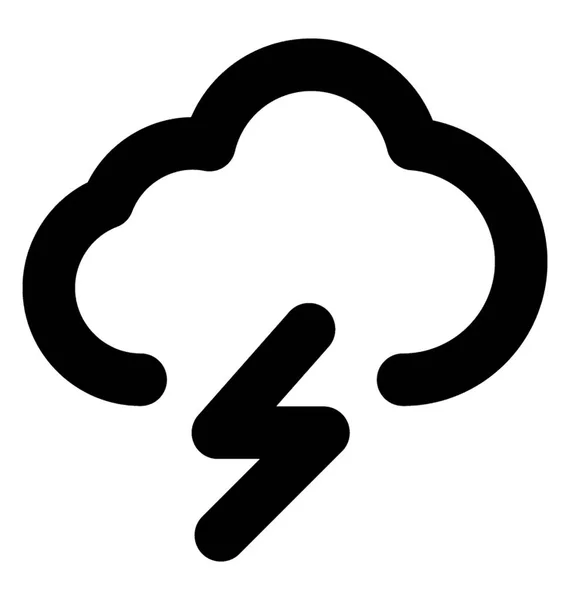 Thunderstorm Negrita Línea Vector Icono — Vector de stock