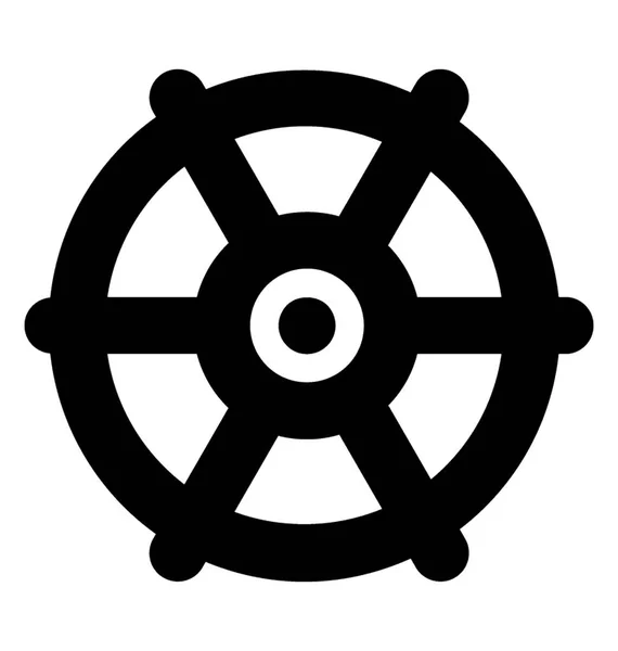 Жирный Значок Вектора Линии Рулевого Колеса Корабля — стоковый вектор