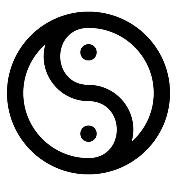 Yin Yang Icône Ligne Vectorielle — Image vectorielle