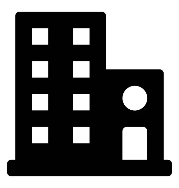 Wolkenkratzer Glyphen Vektorsymbol — Stockvektor