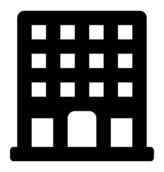 Wolkenkratzer Glyphen Vektorsymbol — Stockvektor