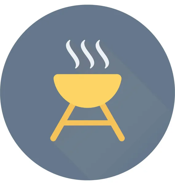 Bbq Grill Platte Vector Icon — Stockvector