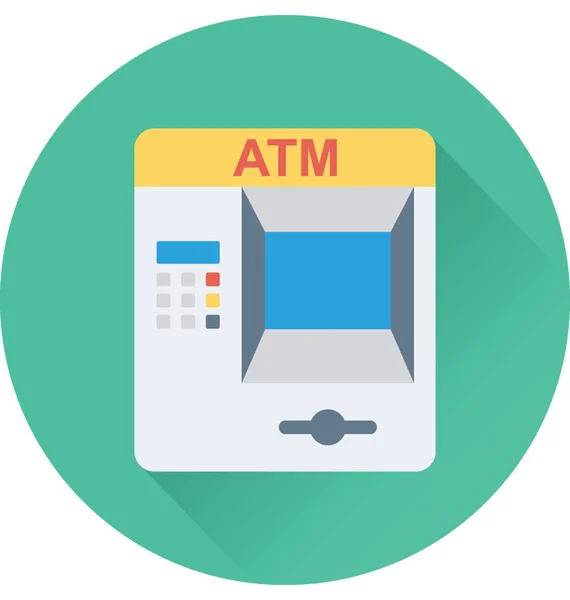 Icono Vector Plano Máquina Atm — Vector de stock